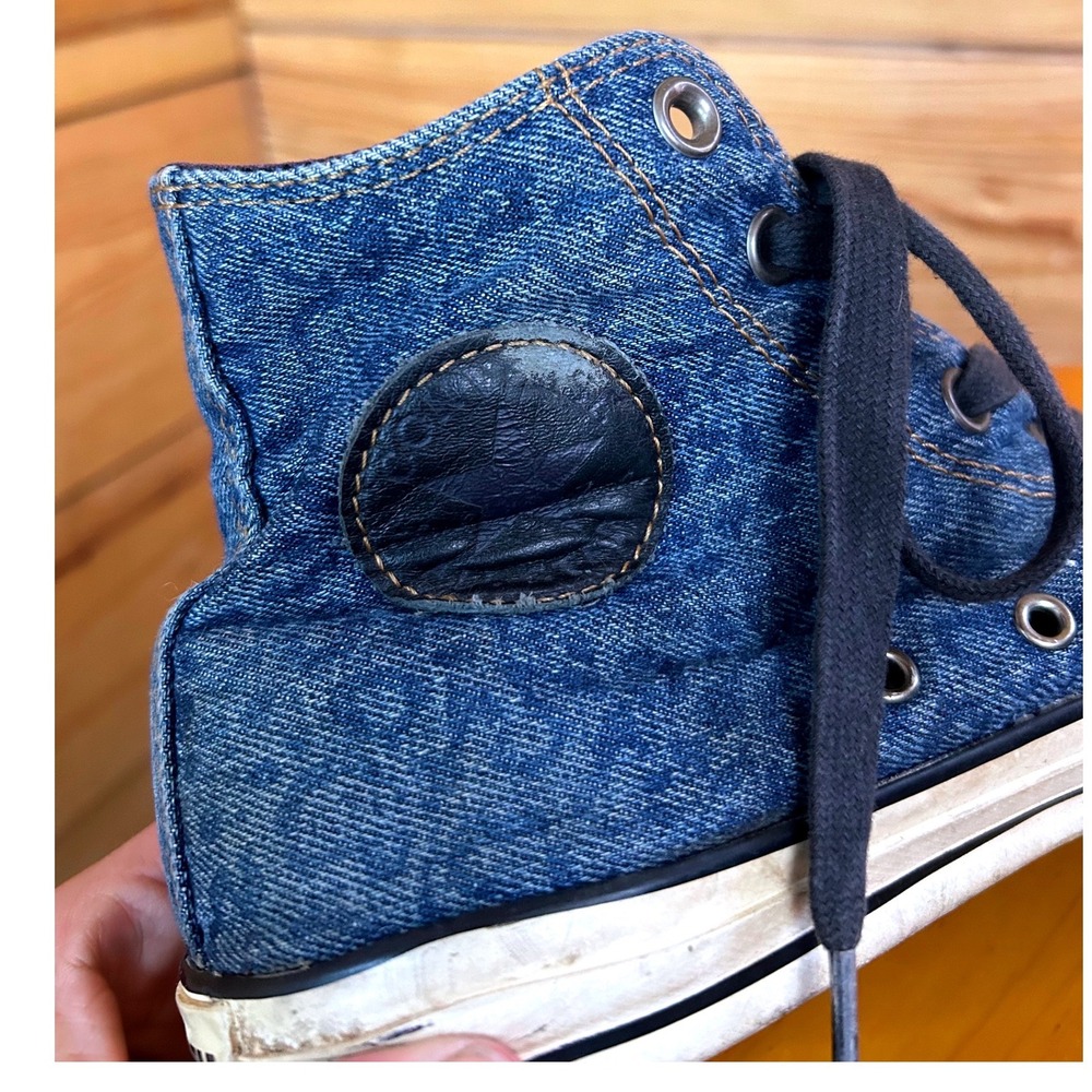 Converse Chuck‎ Taylor All Star Denim Leopard Print High Top Zip Sneakers Blue 6 - Picture 6 of 9